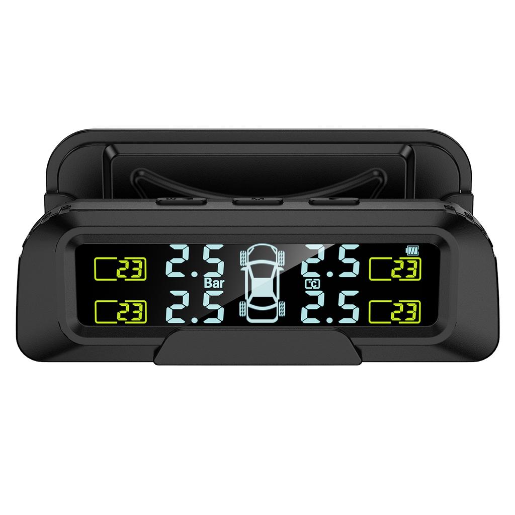 Tire Pressure Monitor with 4 External Sensors, Solar and Type C Charging, Auto On Off, Low Battery Alarm for Car SUV