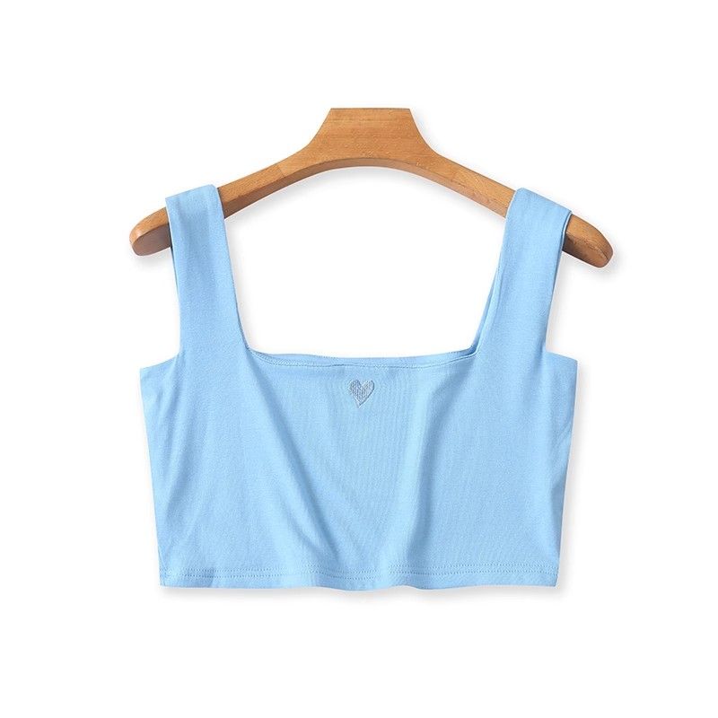 4473 Knitting Vest Summer Pullover Cotton Silm Slim Looking Midriff Outfit Pure Color Tube-Top Beauty Back Shirt Women's Clothing Export