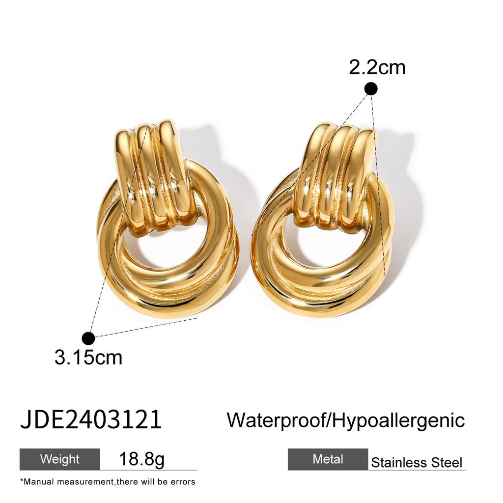 Youthway Threaded Gold  Patchwork Minimalist Stainless Steel  Earring Women Color Charm Trendy Fashion Temperament Jewelry
