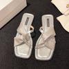French flat-bottomed cool slippers women's shoes outer wear 2025 summer new fashion low-heeled fairy wind open-toed sandals