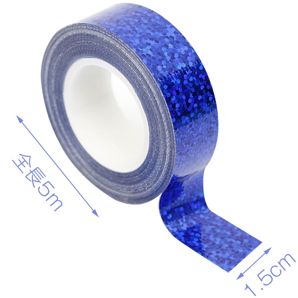 Holographic Glitter Masking DIY High High Gift Packaging 5m Pack of Blue and Silver Tape, Tape, Accessories, Decorative, Brightness, Reflectivity,