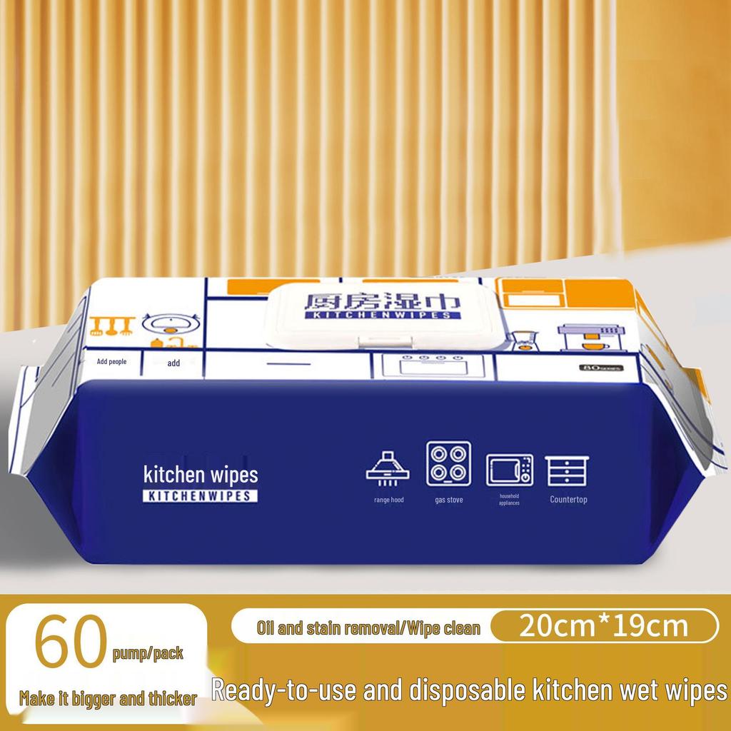 Large Thick Kitchen Wipes: Heavy-Duty Oil Stain Remover, Disposable Cleaning Wet Wipes for Household Use