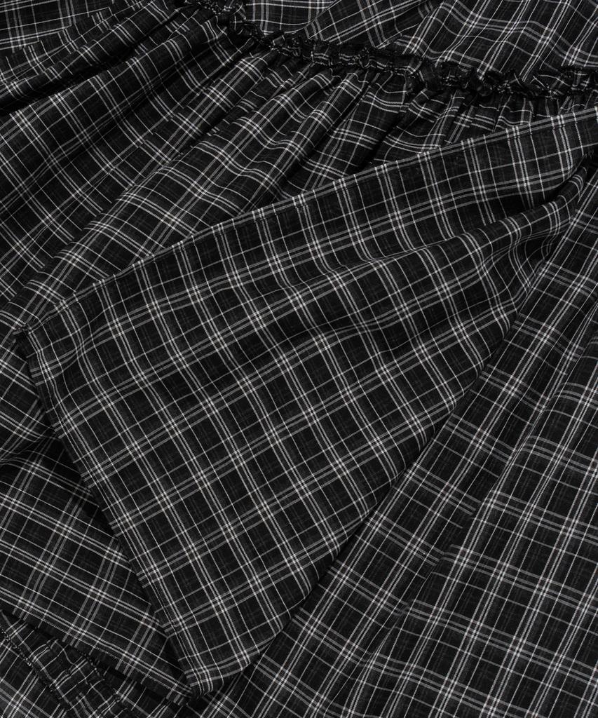 Cargo Bros For Woman Asymmetrical Frill Check Long Skirt (Black)