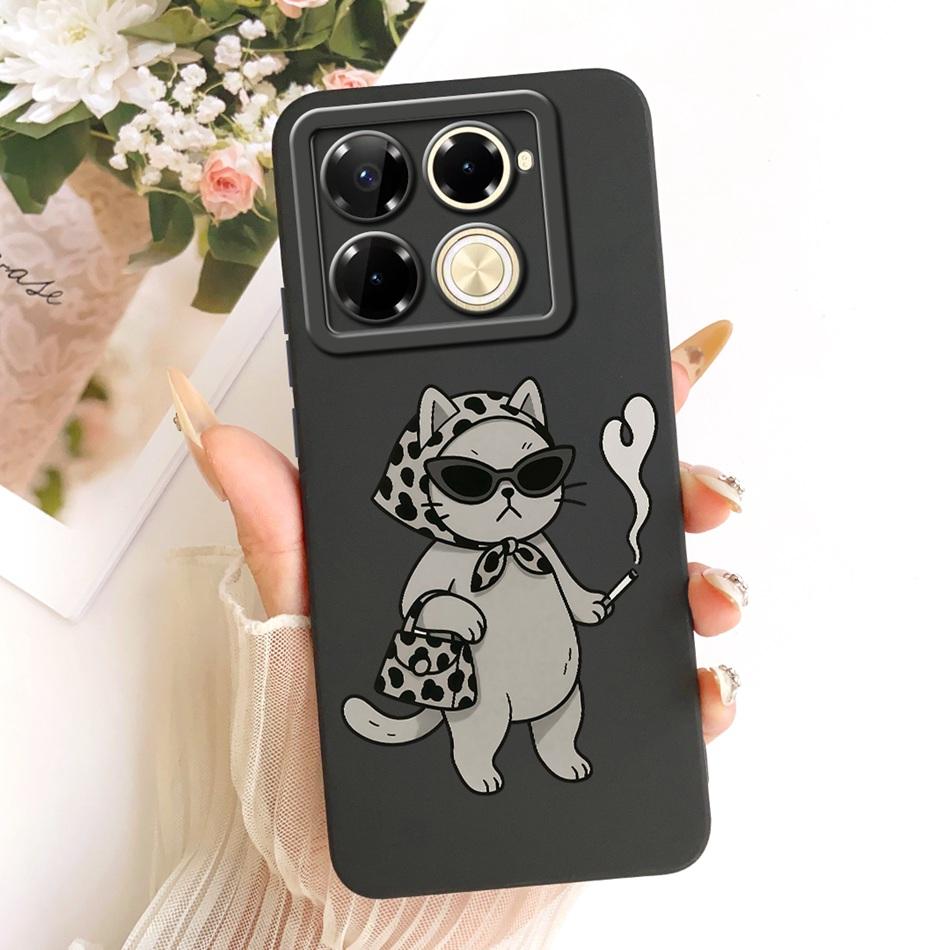 For Infinix Note 40 Pro 4G 5G / Note 40 Pro+ / Note40 X6853 Cute Cat Flower Cartoon Phone Case Soft Silicone Cover Bumpers