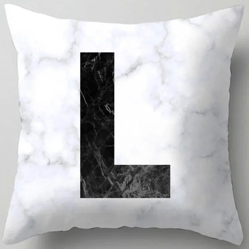Home Decor Marble Letter Printed Pillowcase Decorative Pillow Sofa Cushion Cover