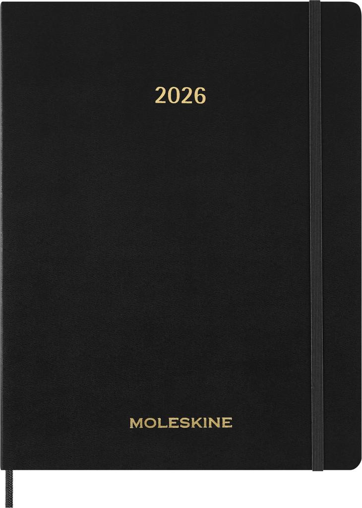 Moleskine 2025 July Spiral Academic Large Size W x 21cm Soft DSSPB12AMWH3Y26 Planner, Start, 12-Month Diary, (13cm H), Cover, Black,