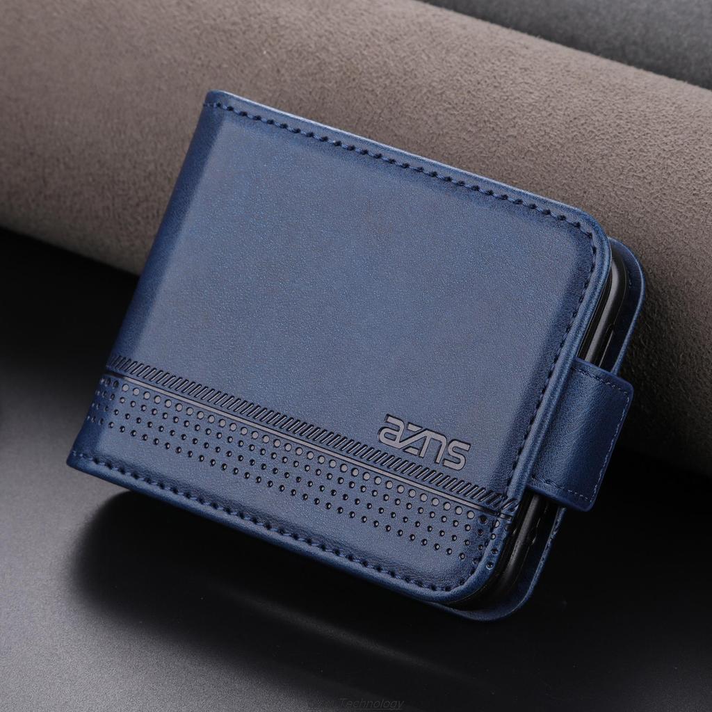 Deluxe Magnetic Adsorption Leather Fitted Case for Samsung Galaxy Z Flip 5 / Z Flip5 Flip Cover Protective Case Fundas Coque