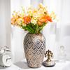 Handgefertigter Keramik-Vorratsbehälter mit Metall-Deckel, Hochtemperatur-Brennverfahren, Relief-Keramik-Vase, Blumen-Dekoration für das Wohnzimmer
