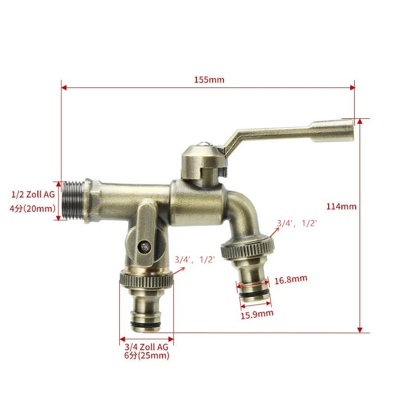 1PC Brass Bibcock 7 Colors Bronze Antique Outdoor Dual Outlet Faucet Washing Machine Out Garden Balcony Frost Protection Tap