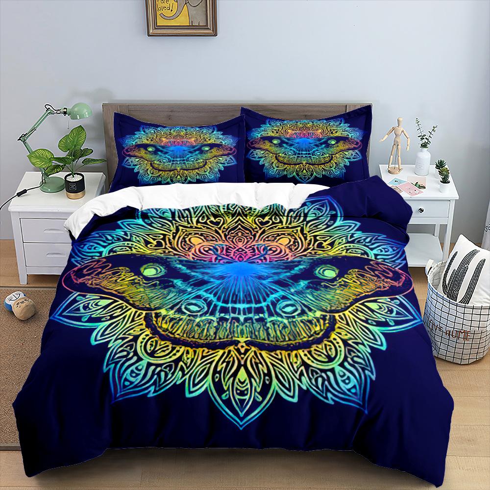 Mandala Sada povlečení Bohémský styl Jóga Oko Mandala Květina Tmavě Zlatá pro Děti Chlapce Dívku Polyesterová Ložní Sada King Queen Size