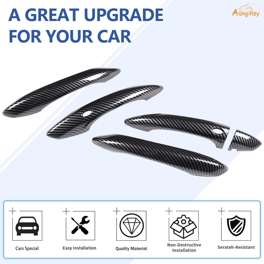 Aunginsy Exterior Door Grab Handle Trim Cover Compatible with Hyundai Tucson/Santa Cruz 2022-2024, Car Outside Front Rear Door Handle Panel