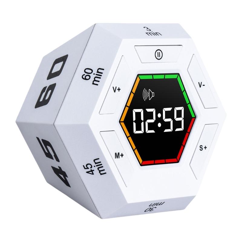Digital Timer LED Display Visual Countdowns Plastic Time Management Tool Hexagonal Shape Timer for Kitchen Use