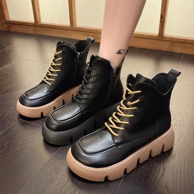 Fashion Autumn Winter Retro Platform Boots for Women Fashion Casual PU Leather New Designer Bitish Style Ankle Boots Shoes Female
