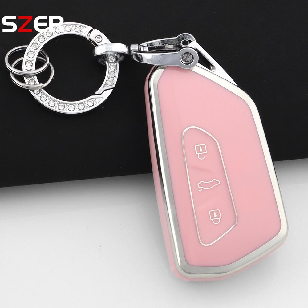 Tpu Car Key Case Cover Shell Fob Keychain For Vw Volkswagen Golf 8 Mk8  For Skoda Octavia For Seat Holder Fob Accessories