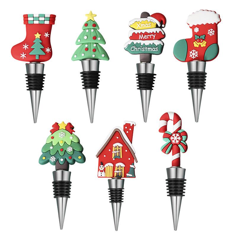 Pvc Christmas Series Snowman Shape Wine Stopper Fresh Keeping For Wine Champagne Bar Party Decoration Accessories