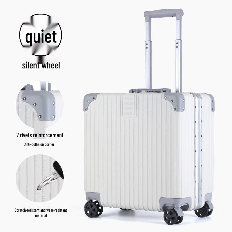 Women's 18" Mini Student Carry-on Suitcase, Aluminum Frame, 20" Compression-Resistant Trolley Case