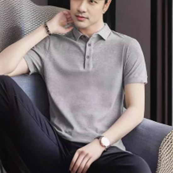 Men's Trendy Striped Short Sleeve Polo Shirt - Cool & Handsome Turn-Down Collar Casual Tee