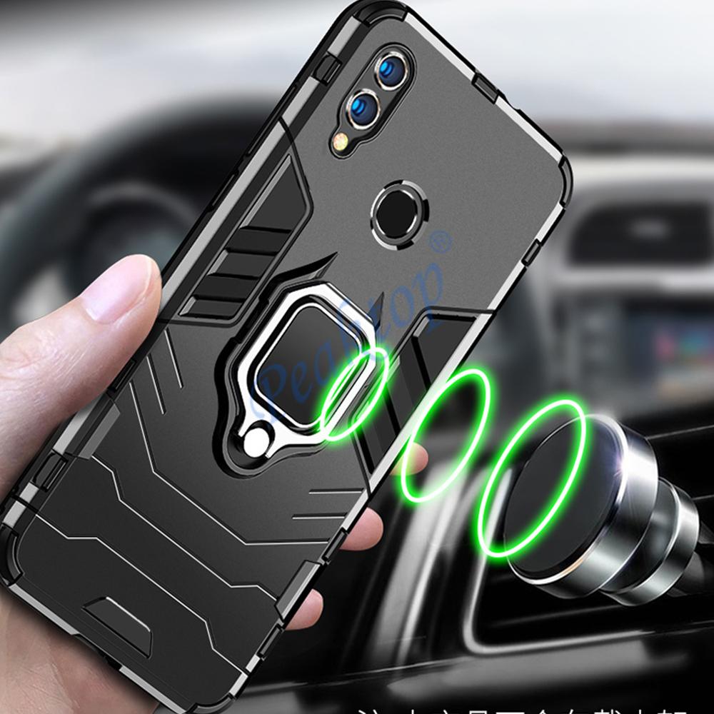 Para Honor 8X 8 X Funda Armadura Cubierta de PC Soporte de Anillo para Dedo Funda de Teléfono Para Huawei Honor 8X Max Cubierta Parachoques Duradero A Prueba de Golpes