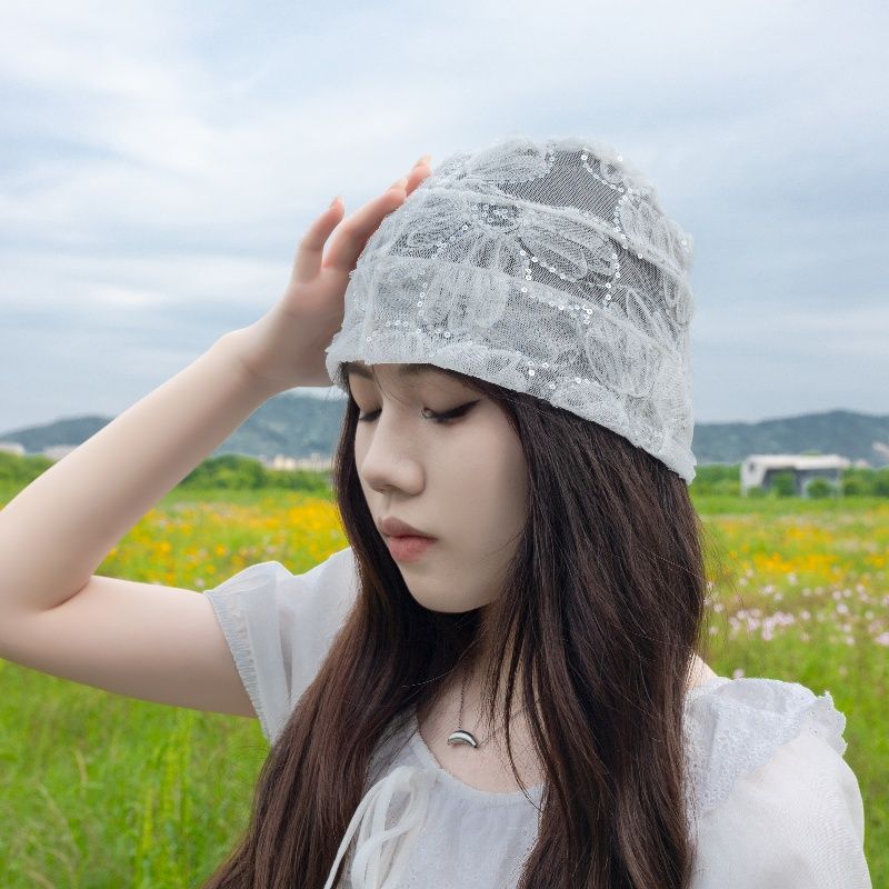 Pastoral Style Lace Hollow Breathable Turban Summer Versatile Thin Sweet Flower Fashion Fairy Hat
