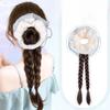 40cm Double Twist Braid Synthetic Wig Sweet Bubble Large Intestine Hairband Girls' Daily Simulation Ponytail