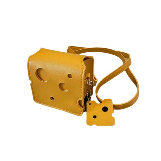 

Block Crossbody Bag Cute Triangular Purse Small Square Cheese Crossbody Purse with Adjustable Strap A