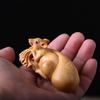 Wood Carving Zodiac Rat Attracting Wealth Sculptures Figurines Cute Small Animals Home Room Office Wealth Luck  Decor