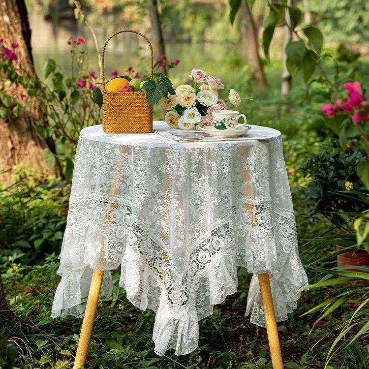 French Retro Lace Tablecloth Round Rectangular Dining Table Coffee Table Tablecloth Pastoral Romantic Literary Cover