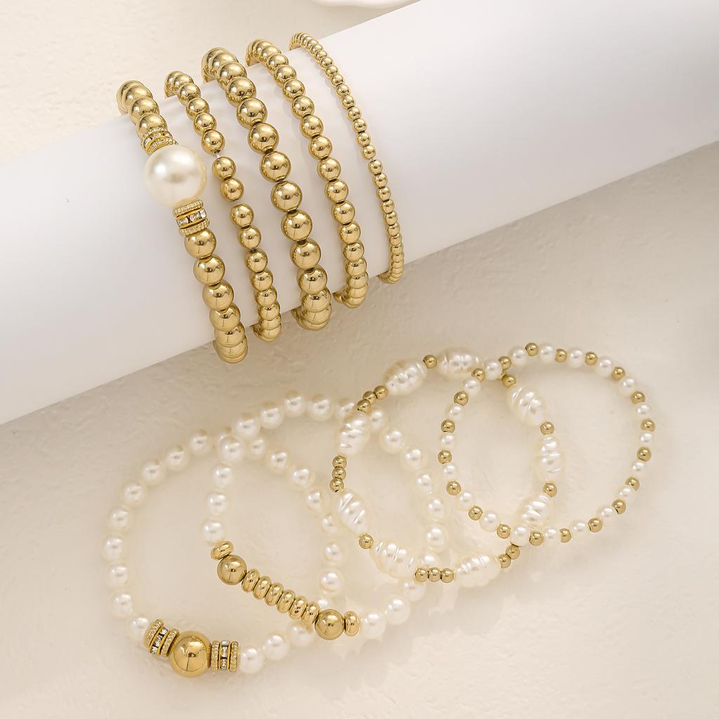 Vintage Punk CCB Bead String Elegant Irregular Imitation Zircon Bracelet Multi-layer Stacked Bracelet Women's Daily Party Zircon
