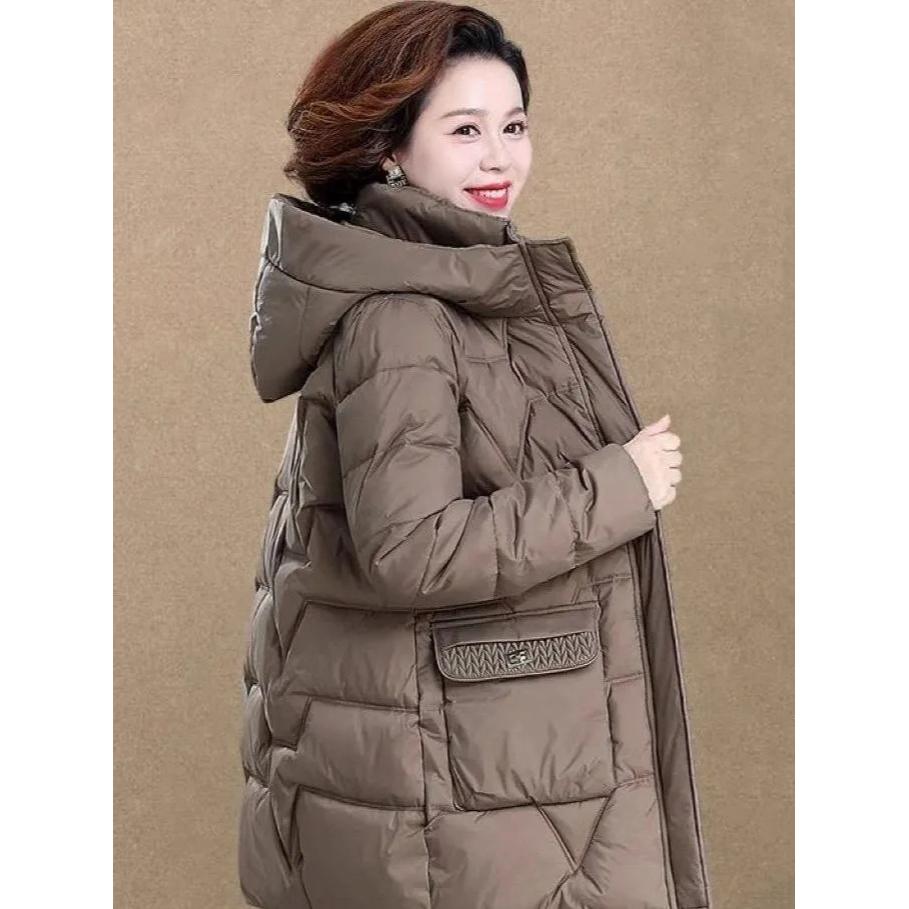 Cotton-padded Jacket Mid-length Middle-aged and Elderly Cotton-padded Jacket Women's Autumn and Winter Thickened Ladies Winter Padded Jacket Jacket