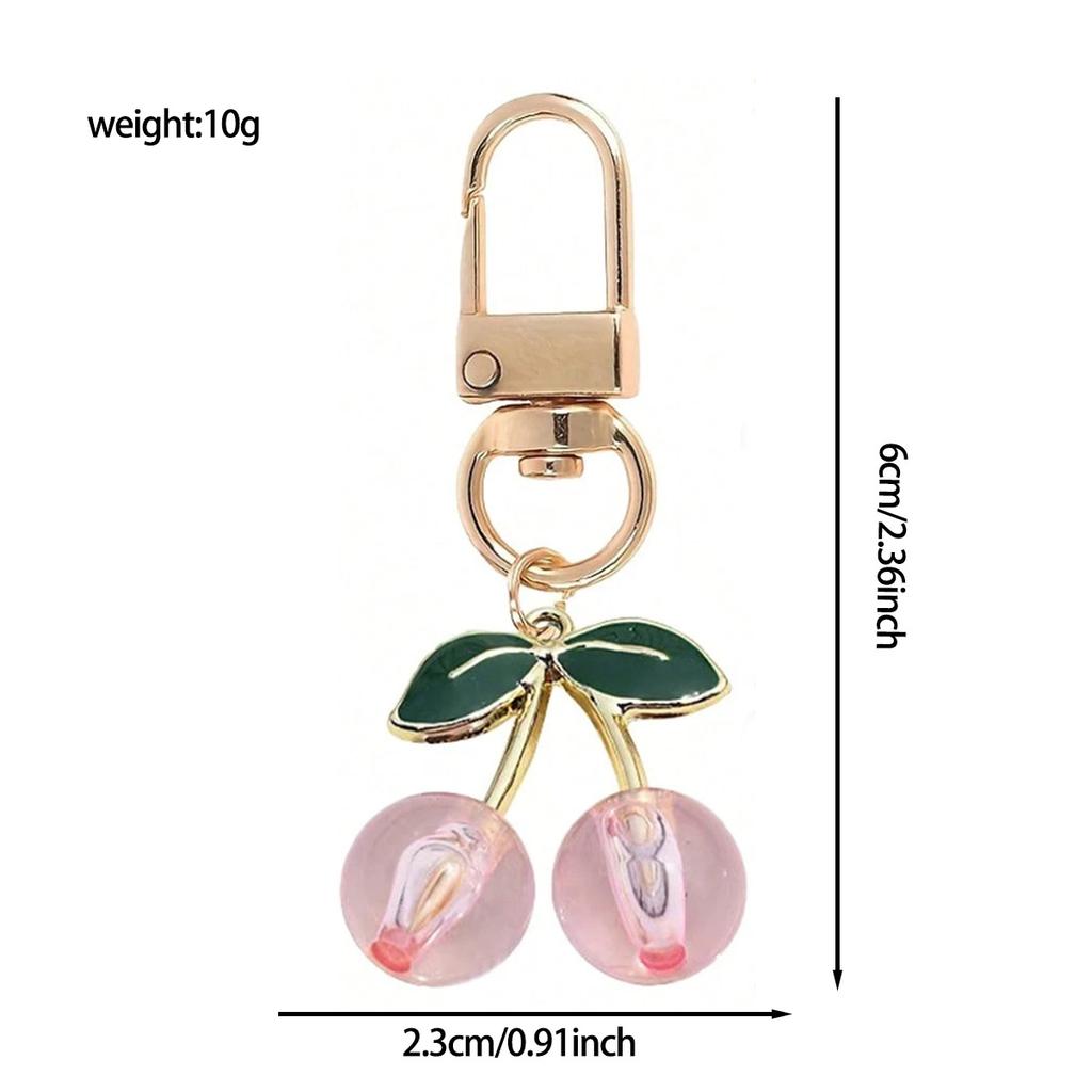 Fresh Red Cherry Keychain Lovely Student Bag Pendant Girlish Heart Charm Couple Family Keychain Pendant
