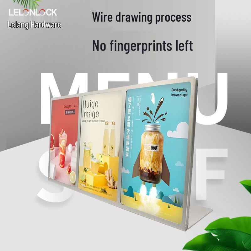 A4 Stainless Steel Vertical Price Tag Display Stand for Table or Bar Counter