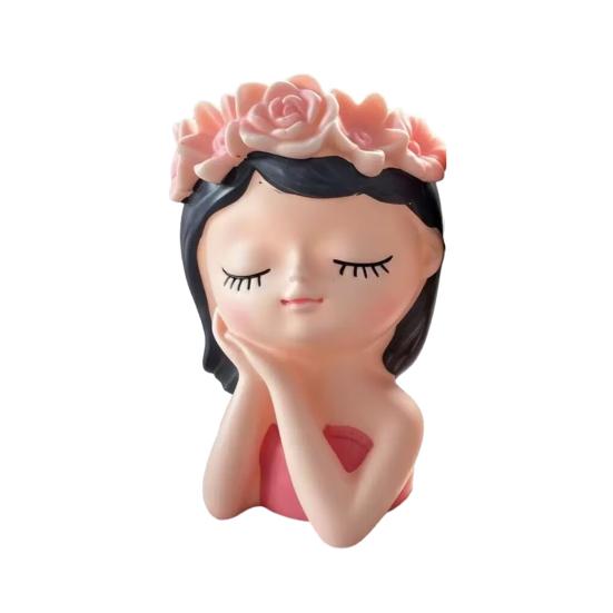 Cute Girl Planter Pot Resin Girl Statue B