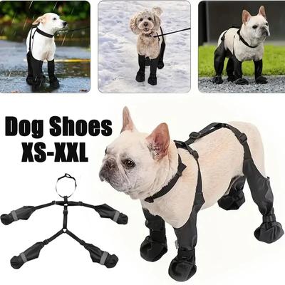 Haustier Hundeschuhe Wasserdicht Verstellbare Hundestiefel Regentag Haustier Atmungsaktive Schuhe für Outdoor-Spaziergänge Weiche Französische Bulldogge Pfotenschützer