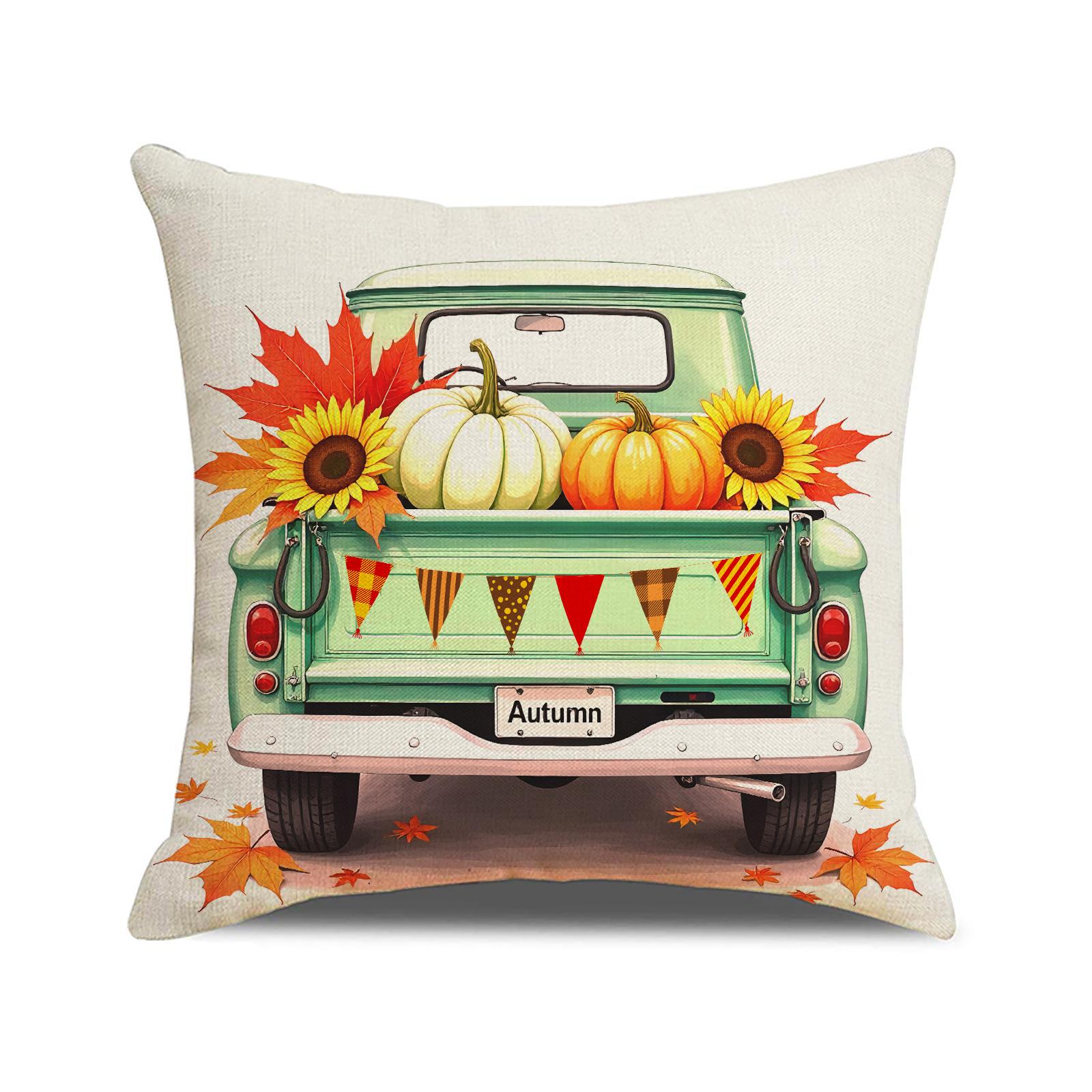 

Autumn Harvest Pumpkin Pillow Cover Farmhouse Atmosphere Decoration Thanksgiving Cushion Maple Leaf Print Home Sofa Cushion 45 * 45Cm (single pillowcase)