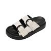Fashion trend black thick-soled one-word slippers women's summer wear 2025 new high-end height-enhancing cool slippers