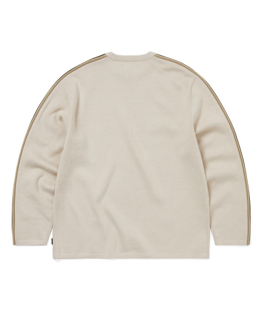THISISNEVERTHAT Striped Sleeve Knit Crew Ivory
