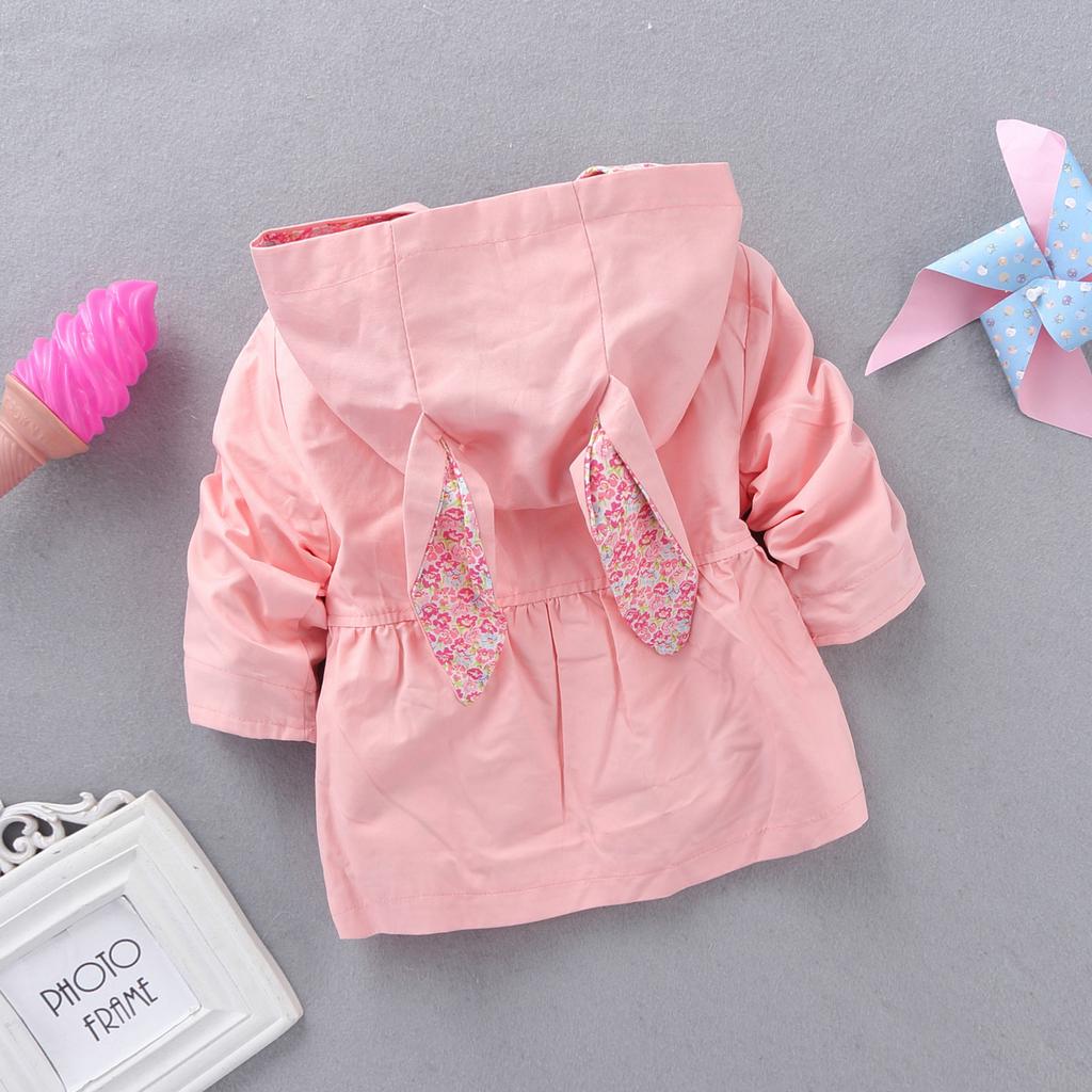 Girls Coat Autumn Baby Candy Color Long Sleeved Cotton Windbreaker Trench Outwear Tops