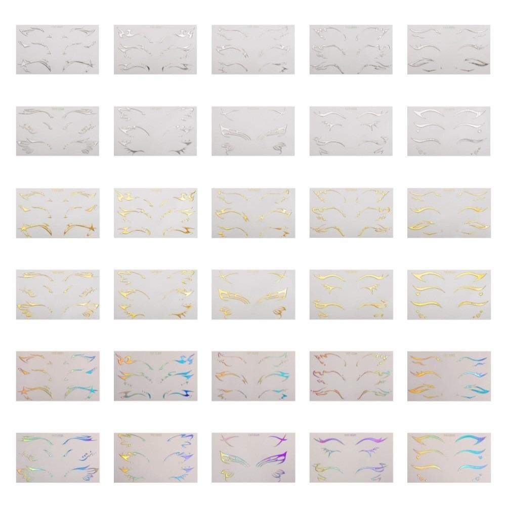 10 Stück Aurora Eyeliner Augenbrauen Tattoo Aufkleber Wasserdicht Metallische Make-up Patches Gesichtskunst