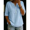 QICED Women's Fashion Casual Solid Color Print V-Neck 1/2 Sleeves Blouses & Shirts