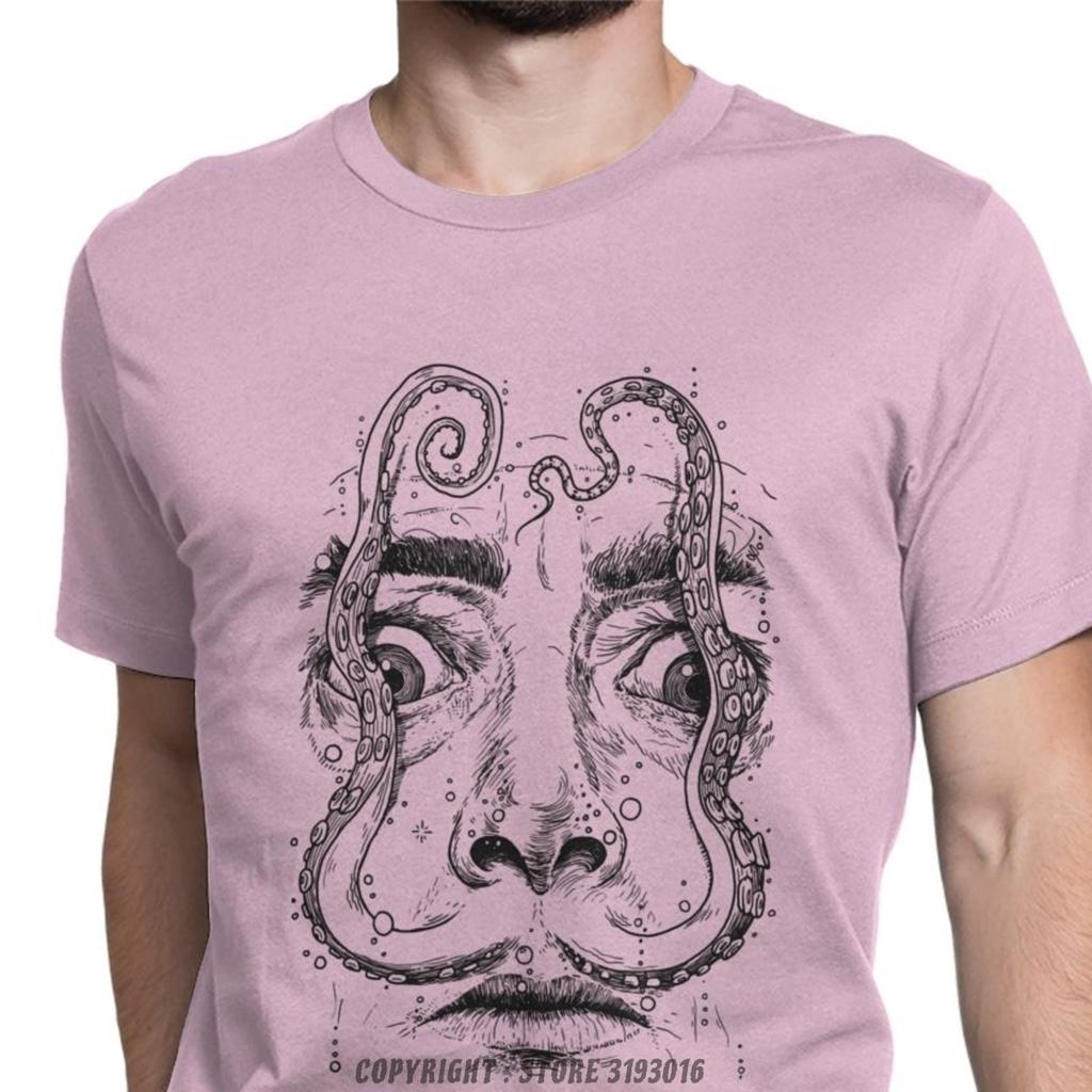 Octopus Dali TShirt Men Salvador Surrealism Painter Portrait Artist Vintage Cotton Tees Camisa T Shirts Hallowmas Tops