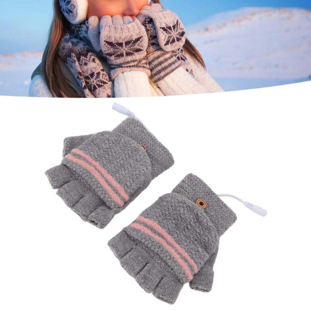 Heated Mitten Gloves Double Sided Heating Promote Blood Circulation USB Hand Warmers for Winter Warmth