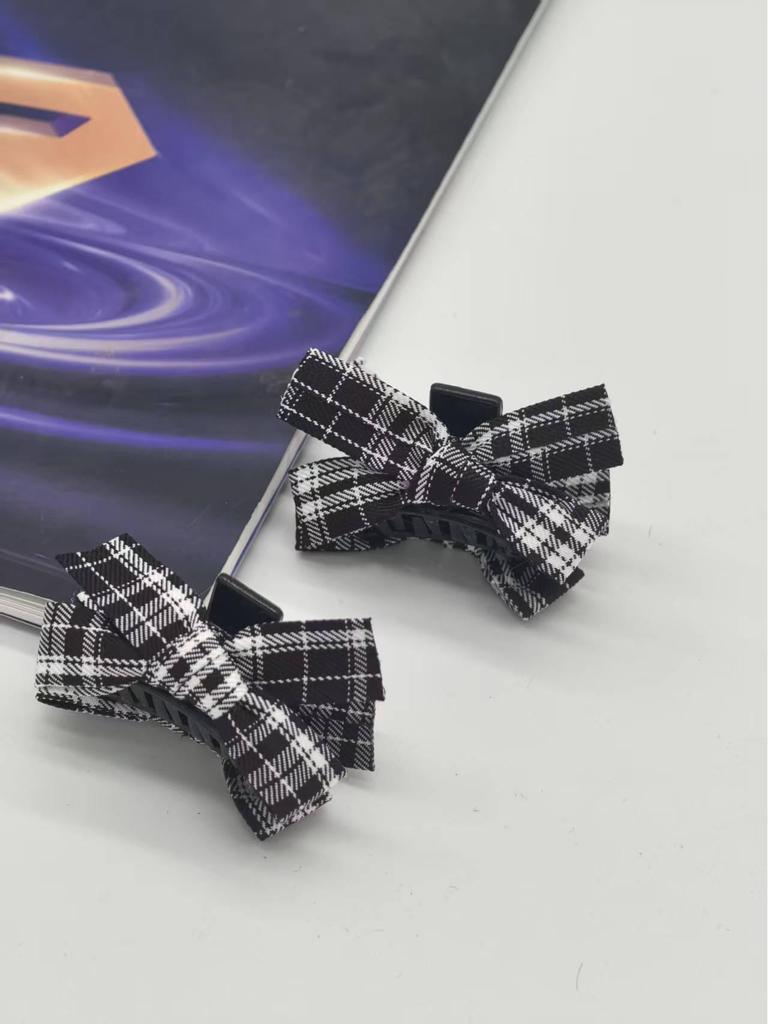 Red Plaid Bow Hair Clip - Women's Daily Hair Accessory