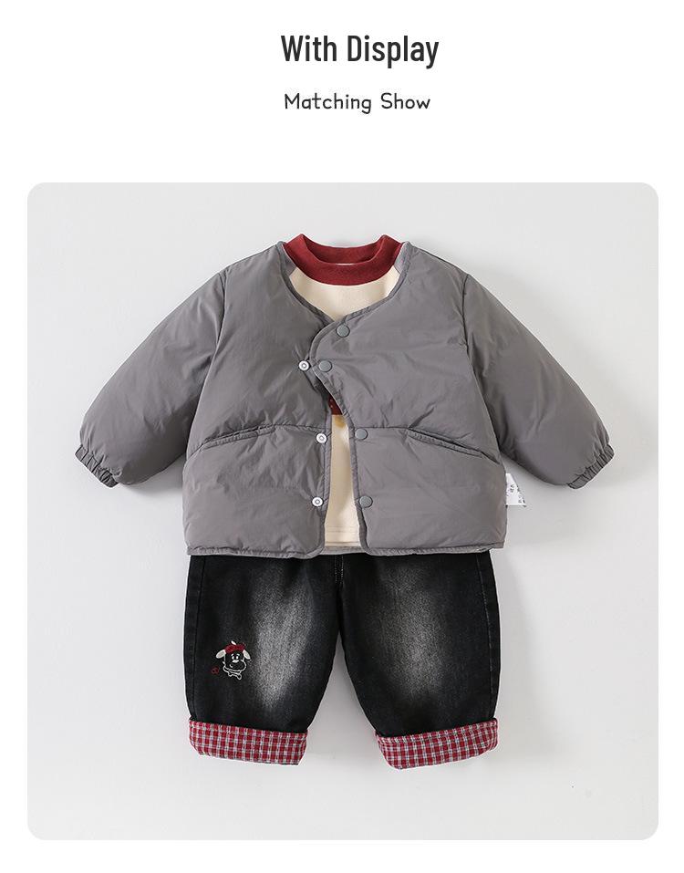 Infant Puppy Print Lightweight Down Jacket for Boys