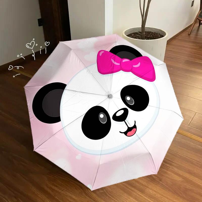 1pc Panda Bow Themed High-quality Umbrella,Automatic Opening and Closing Umbrella,Multi-functional Umbrella G0811252