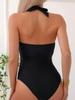 One Piece Swimsuit Women 2025 New Solid Halter Sexy Bodysuit Swimwear Monokini Summer Hollow Out Beach Wear Bathing Suit Female