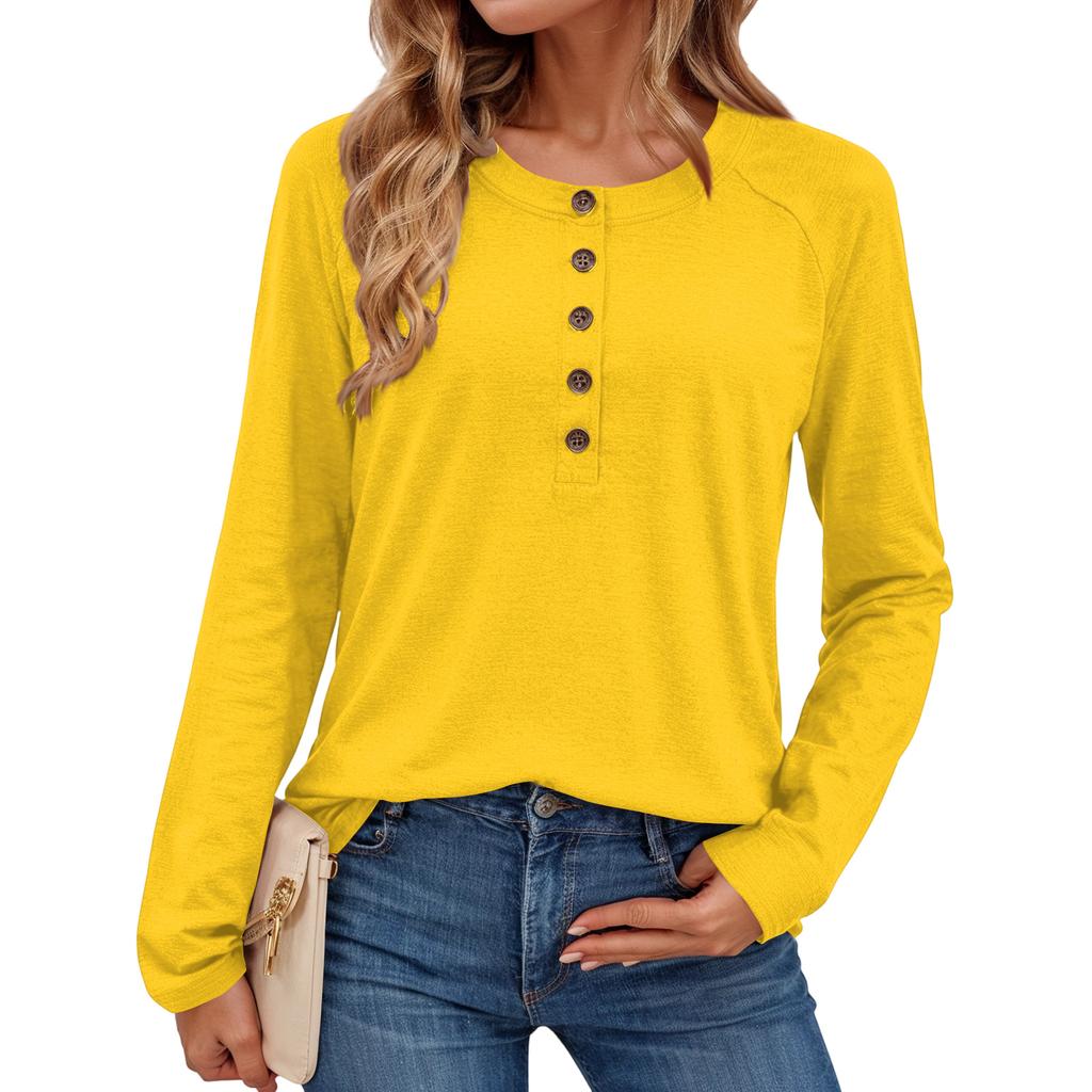 Women's Stylish Solid-color Round-neck Long-sleeved Top