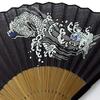 Kimono Folding Discharge Print Linen Dragon [Stylish Iroha] Fan, Style, 90% Cotton, 10% (462 Gate)