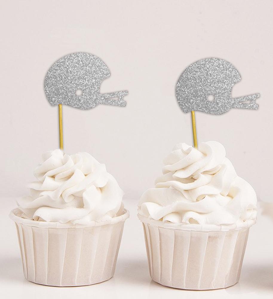 Darling Souvenir| Baseball Helmet Cupcake Toppers| Wedding - Birthday Party Dessert Decorations - Pack Of