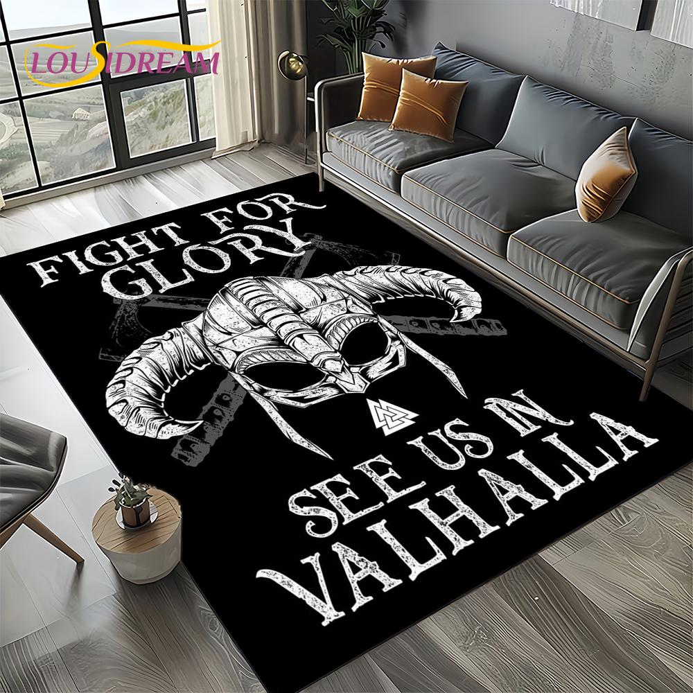 Odin Simbolo Vichingo Valknut Nordico Valhalla Tappeto Tappetino per Soggiorno Camera da Letto Casa Decorazione Divano, Tappeto da Area Tappetino Antiscivolo per Pavimento