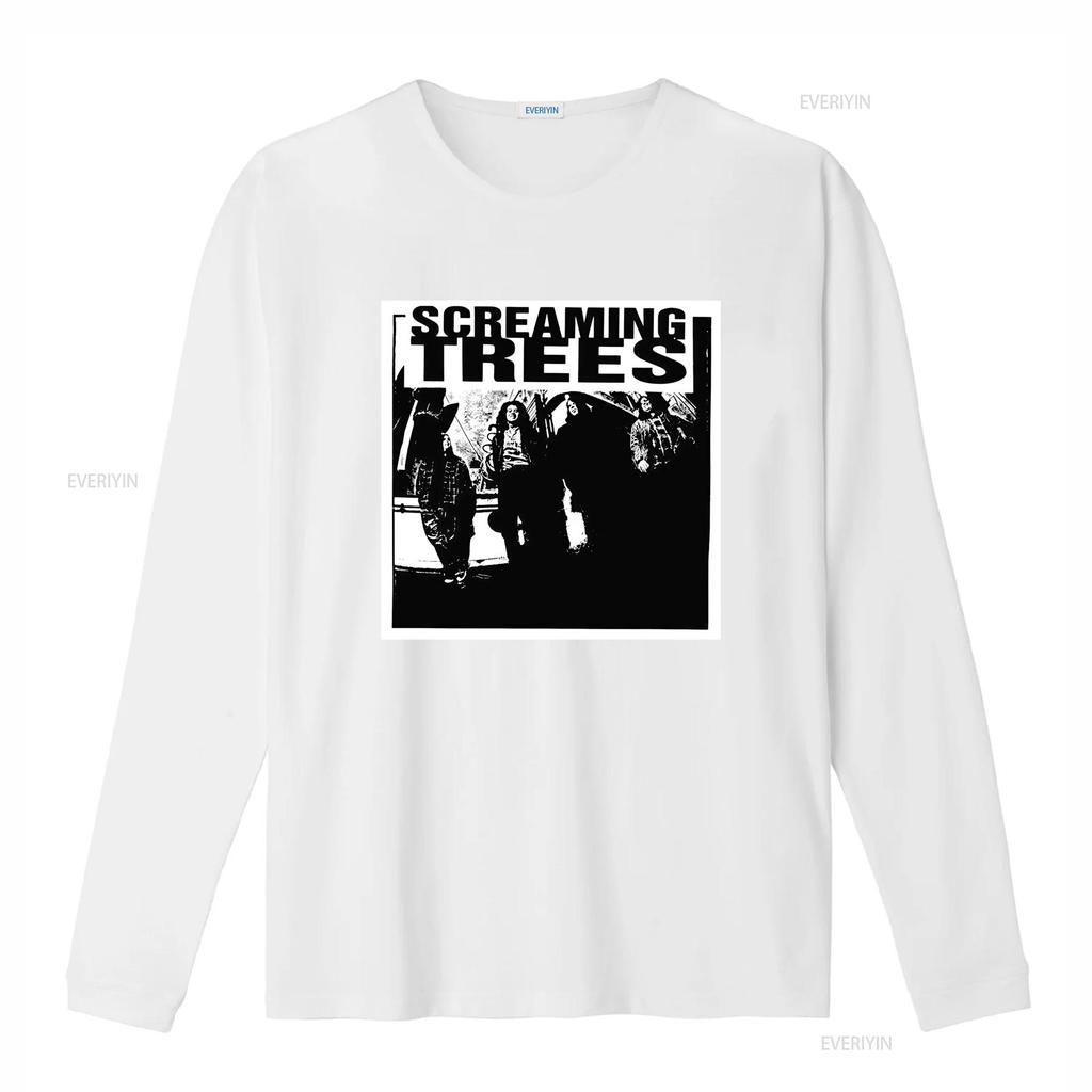 Vintage Grunge Screaming Trees Zespół Rockowy Czarno-Biały Nadruk Casualowa Koszulka vintage Prana graficzna Rozciągliwy
